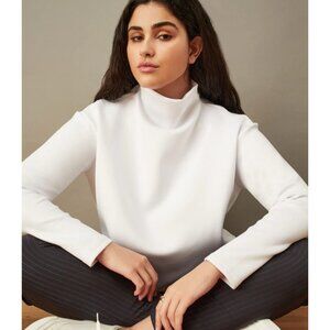 ADAY Like A Boss White Mock Neck Mesh Back Pullover Women’s Size M